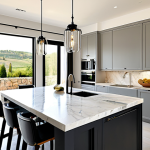 Home 12 Modern Italian Kitchen Renovation**
"Bright, airy Italian kitchen. New stainless steel appliances, Carrara marble countertops, stylish pendant lighting. Open concept leading to a sunlit dining area with views of the Tuscan countryside. Clean lines, minimalist design. Warm color palette. Professional photography, high resolution, perfect composition, realistic rendering. Safe for work, appropriate content, fully clothed, modest, family-friendly."
**