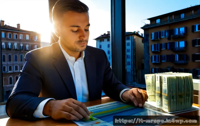 Home 14 부동산 사이클과 마케팅 전략의 적합성 - Photorealistic Italian real estate consultant studying a clean circular market-cycle chart made only...